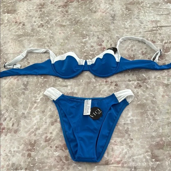Vici Blue and White Bikini Set - Picture 1 of 1